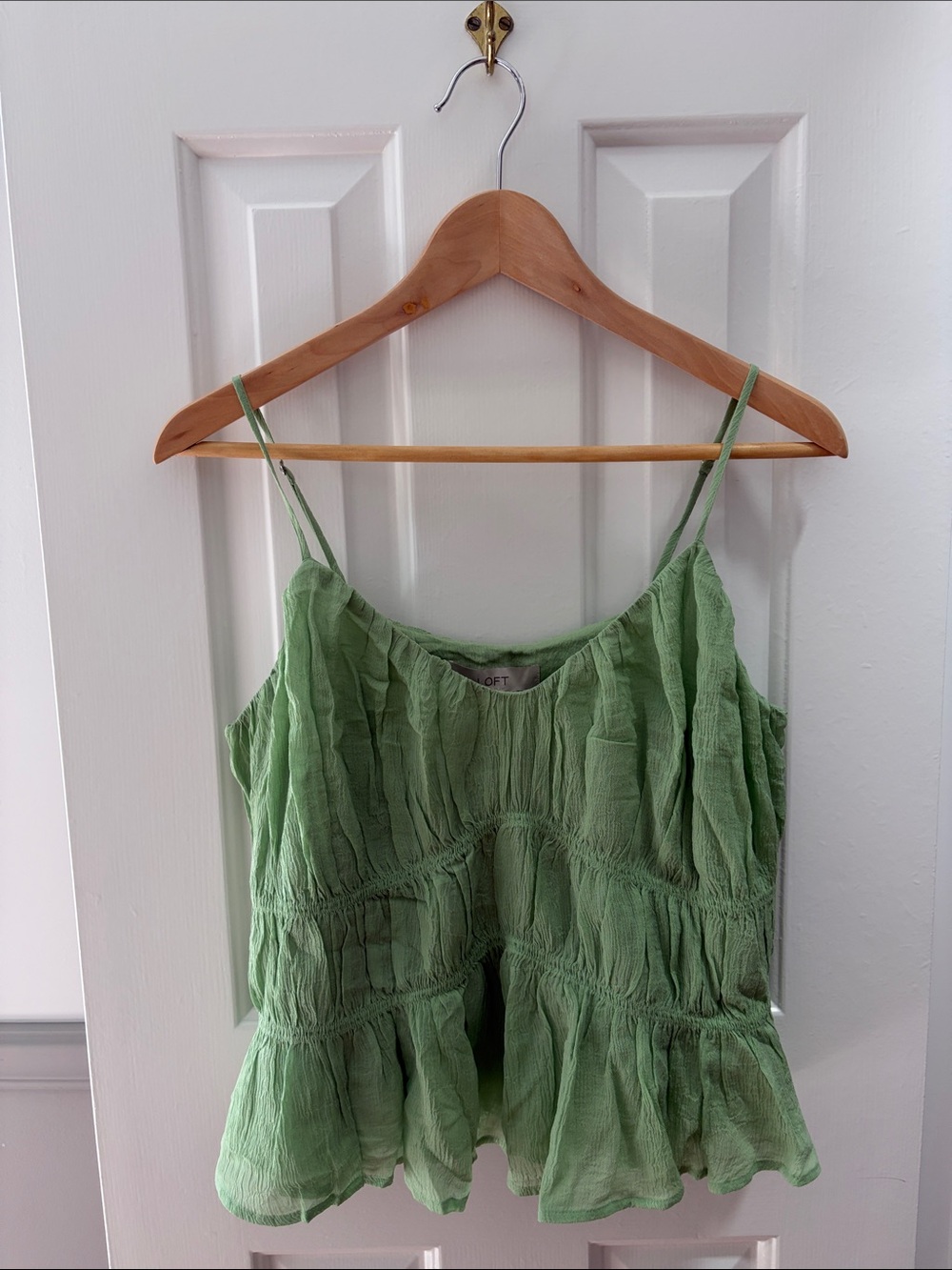 Loft Light Green Ruffle Cami Tank Top